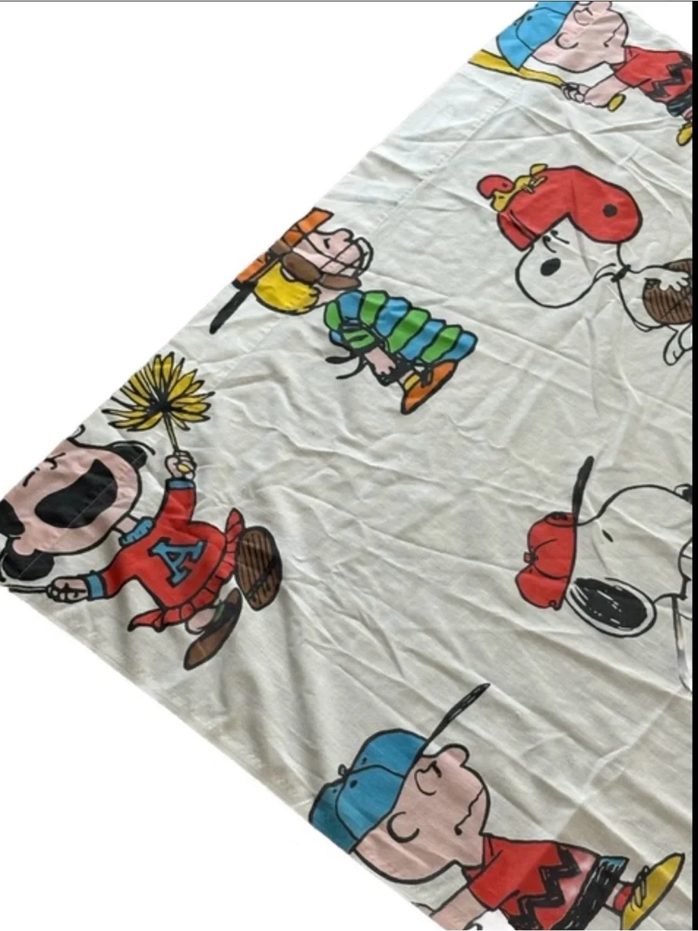 VTG Peanuts Twin Sheet Flat + 4 Pillowcase Montgomery Ward Muslin Snoopy Charlie